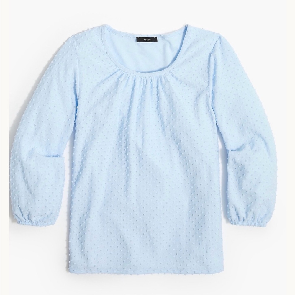 J.Crew Factory Poet-sleeve Clip-Dot Top - Light Blue
